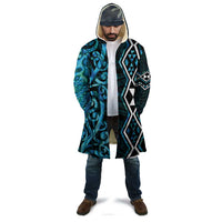 Turquoise Aotearoa Cloak Taniko Motifs With Paua Shell Kowhaiwhai - Polynesian Pride