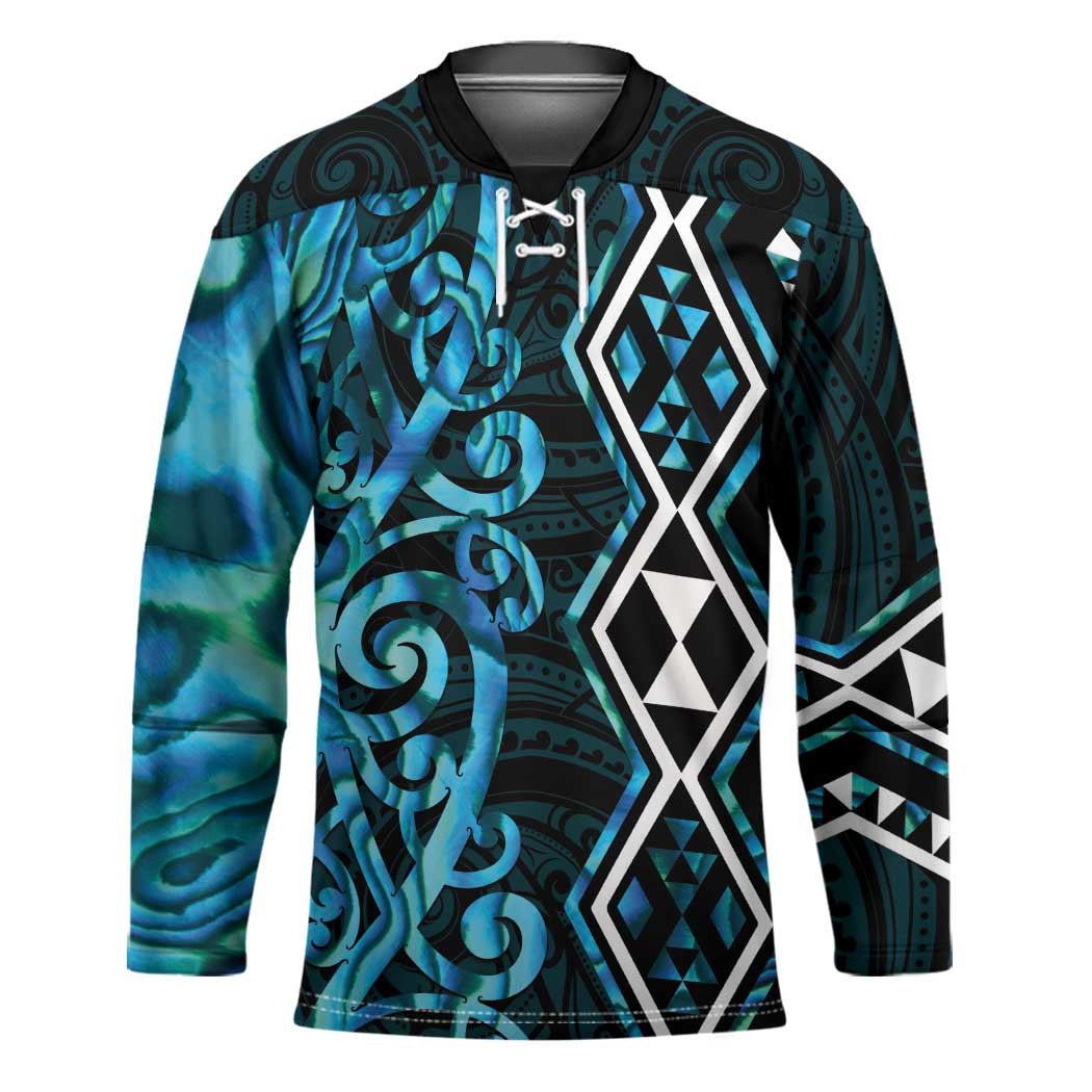 Turquoise Aotearoa Hockey Jersey Taniko Motifs With Paua Shell Kowhaiwhai LT14 Unisex Turquoise - Polynesian Pride
