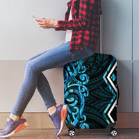 Turquoise Aotearoa Luggage Cover Taniko Motifs With Paua Shell Kowhaiwhai