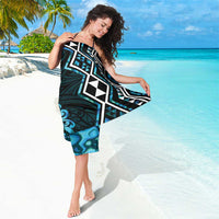 Turquoise Aotearoa Sarong Taniko Motifs With Paua Shell Kowhaiwhai