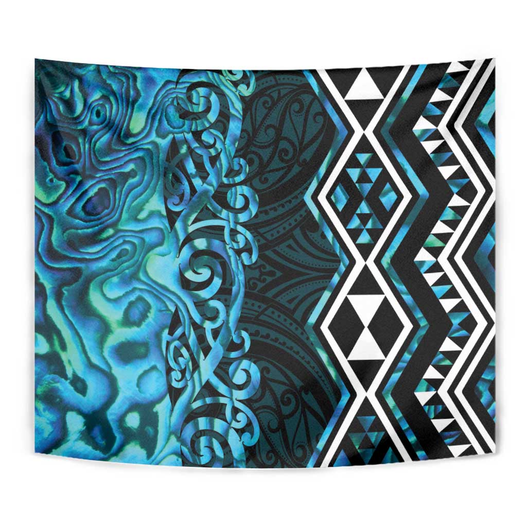 Turquoise Aotearoa Tapestry Taniko Motifs With Paua Shell Kowhaiwhai