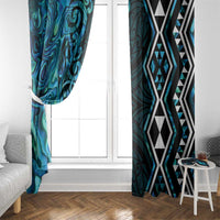 Turquoise Aotearoa Window Curtain Taniko Motifs With Paua Shell Kowhaiwhai