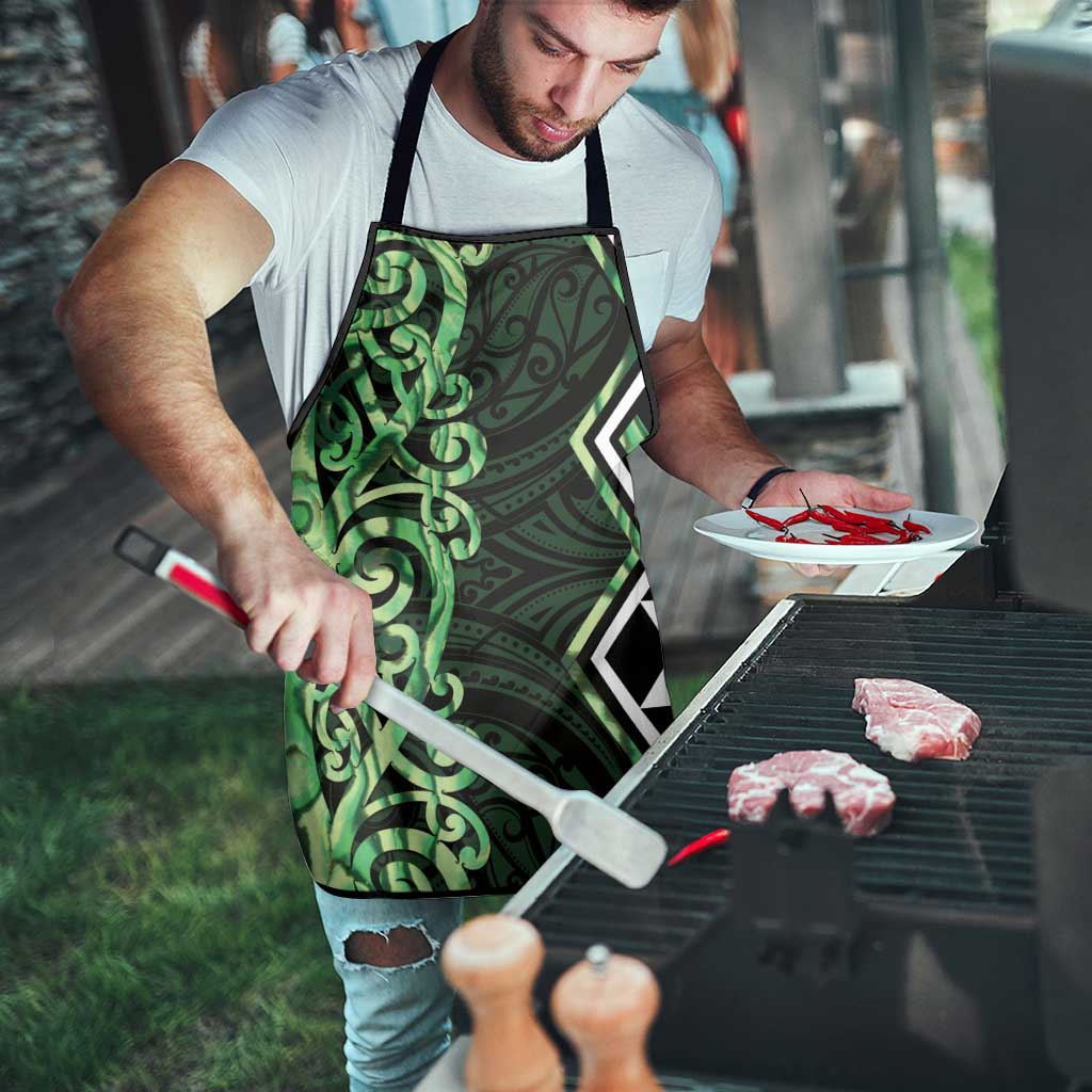 Green Aotearoa Apron Taniko Motifs With Paua Shell Kowhaiwhai - Polynesian Pride