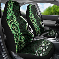 Green Aotearoa Car Seat Cover Taniko Motifs With Paua Shell Kowhaiwhai