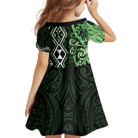 Green Aotearoa Family Matching Tank Maxi Dress and Hawaiian Shirt Taniko Motifs With Paua Shell Kowhaiwhai LT14 - Polynesian Pride