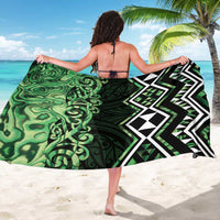 Green Aotearoa Sarong Taniko Motifs With Paua Shell Kowhaiwhai