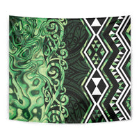 Green Aotearoa Tapestry Taniko Motifs With Paua Shell Kowhaiwhai