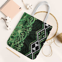 Green Aotearoa Tote Bag Taniko Motifs With Paua Shell Kowhaiwhai - Polynesian Pride