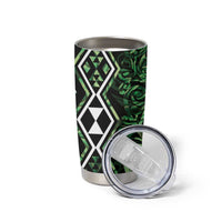 Green Aotearoa Tumbler Cup Taniko Motifs With Paua Shell Kowhaiwhai LT14 - Polynesian Pride