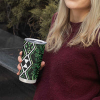 Green Aotearoa Tumbler Cup Taniko Motifs With Paua Shell Kowhaiwhai LT14 - Polynesian Pride