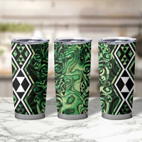 Green Aotearoa Tumbler Cup Taniko Motifs With Paua Shell Kowhaiwhai LT14 - Polynesian Pride