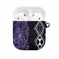 Purple Aotearoa AirPods Case Taniko Motifs With Paua Shell Kowhaiwhai - Polynesian Pride