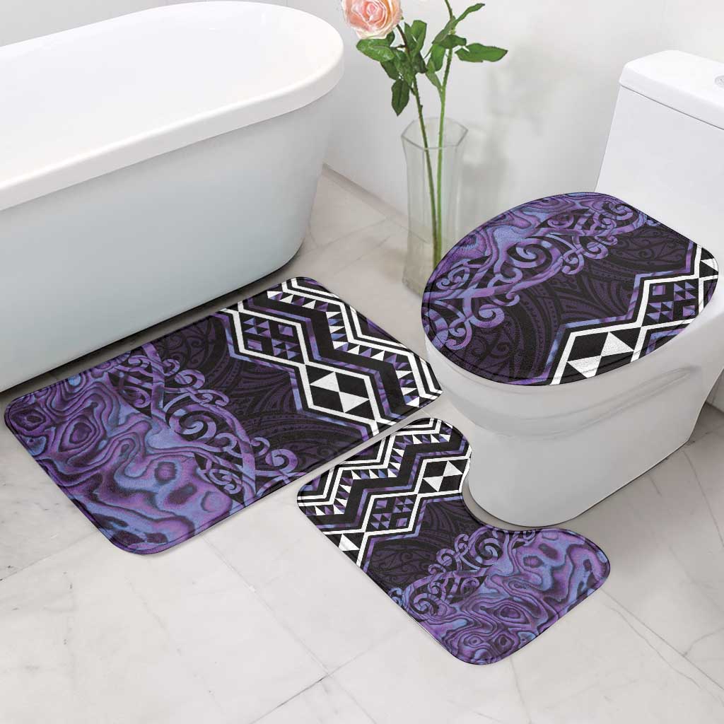 Purple Aotearoa Bathroom Set Taniko Motifs With Paua Shell Kowhaiwhai - Polynesian Pride