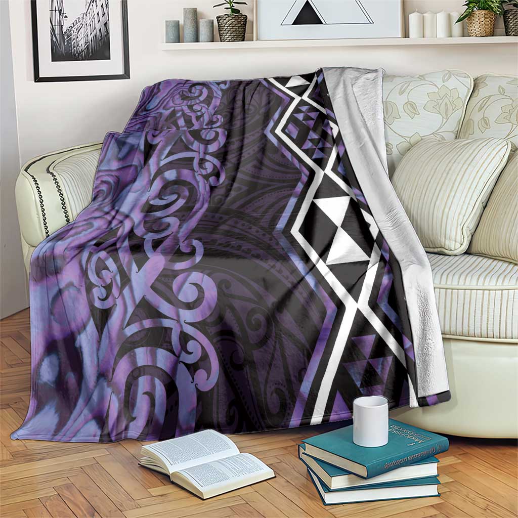 Purple Aotearoa Blanket Taniko Motifs With Paua Shell Kowhaiwhai