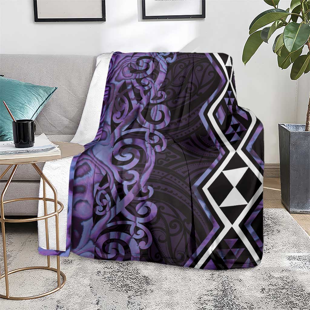 Purple Aotearoa Blanket Taniko Motifs With Paua Shell Kowhaiwhai