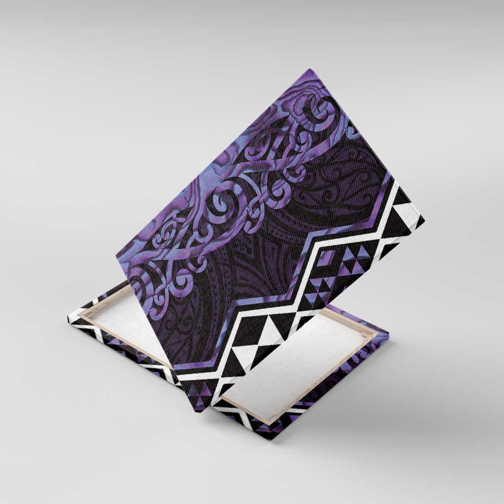 Purple Aotearoa Canvas Wall Art Taniko Motifs With Paua Shell Kowhaiwhai