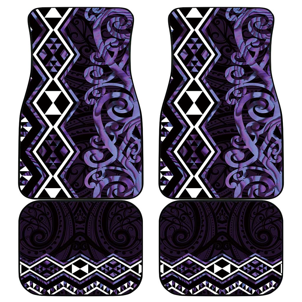 Purple Aotearoa Car Mats Taniko Motifs With Paua Shell Kowhaiwhai