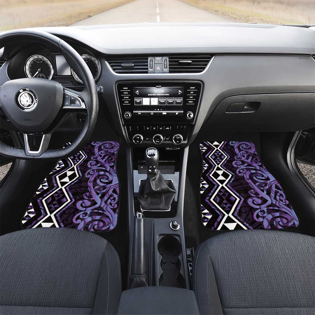 Purple Aotearoa Car Mats Taniko Motifs With Paua Shell Kowhaiwhai