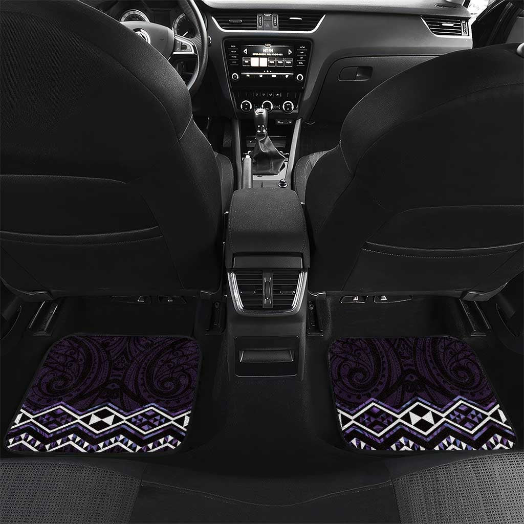 Purple Aotearoa Car Mats Taniko Motifs With Paua Shell Kowhaiwhai