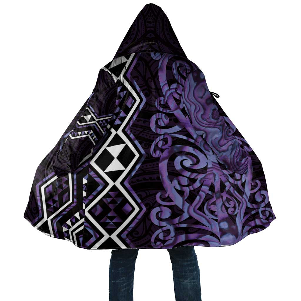Purple Aotearoa Cloak Taniko Motifs With Paua Shell Kowhaiwhai - Polynesian Pride