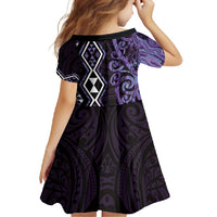 Purple Aotearoa Family Matching Summer Maxi Dress and Hawaiian Shirt Taniko Motifs With Paua Shell Kowhaiwhai LT14 - Polynesian Pride