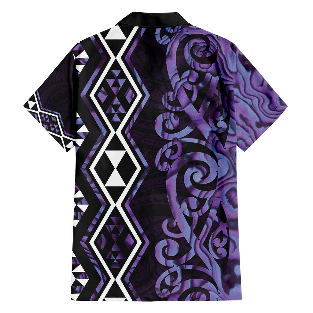 Purple Aotearoa Family Matching Tank Maxi Dress and Hawaiian Shirt Taniko Motifs With Paua Shell Kowhaiwhai LT14 - Polynesian Pride