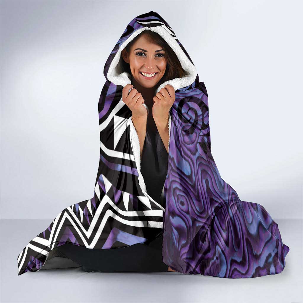 Purple Aotearoa Hooded Blanket Taniko Motifs With Paua Shell Kowhaiwhai