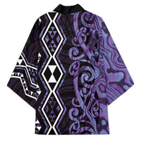 Purple Aotearoa Kimono Taniko Motifs With Paua Shell Kowhaiwhai - Polynesian Pride