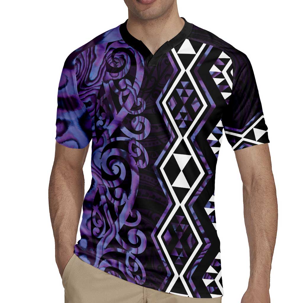 Purple Aotearoa Rugby Jersey Taniko Motifs With Paua Shell Kowhaiwhai