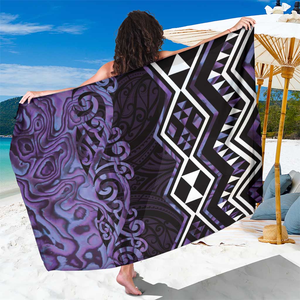 Purple Aotearoa Sarong Taniko Motifs With Paua Shell Kowhaiwhai