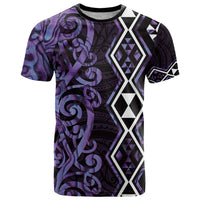 Purple Aotearoa T Shirt Taniko Motifs With Paua Shell Kowhaiwhai LT14 Purple - Polynesian Pride