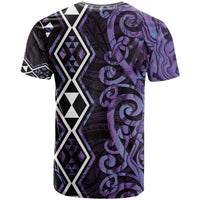 Purple Aotearoa T Shirt Taniko Motifs With Paua Shell Kowhaiwhai LT14 - Polynesian Pride