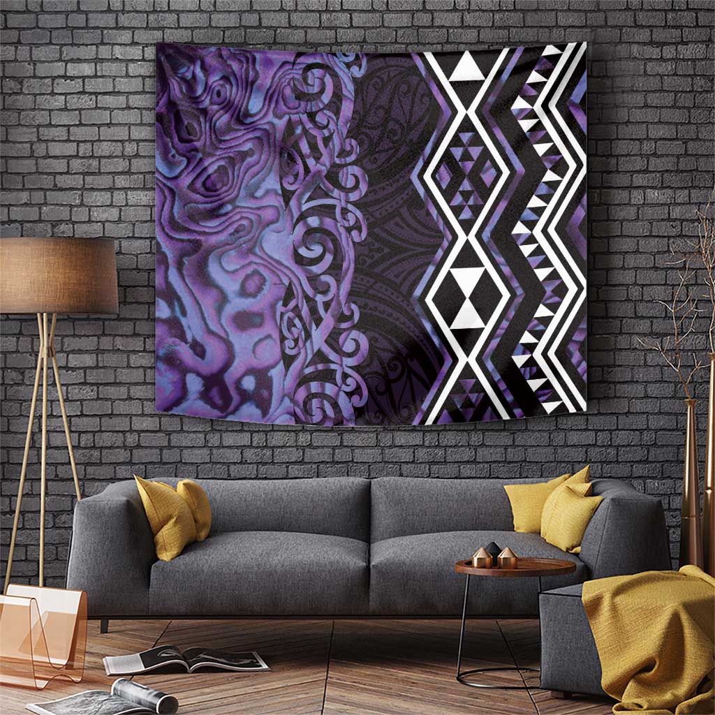 Purple Aotearoa Tapestry Taniko Motifs With Paua Shell Kowhaiwhai