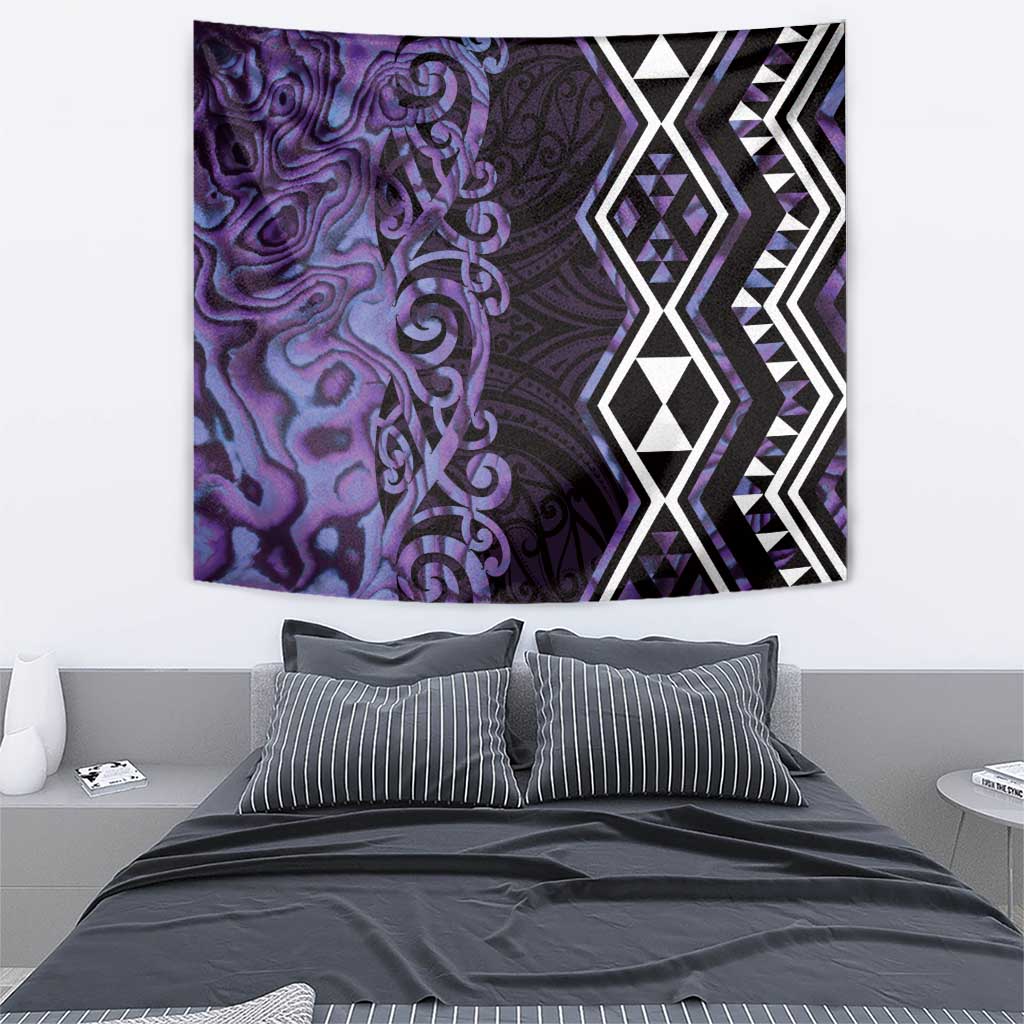 Purple Aotearoa Tapestry Taniko Motifs With Paua Shell Kowhaiwhai