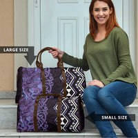 Purple Aotearoa Travel Bag Taniko Motifs With Paua Shell Kowhaiwhai - Polynesian Pride