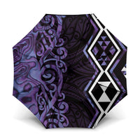 Purple Aotearoa Umbrella Taniko Motifs With Paua Shell Kowhaiwhai - Polynesian Pride