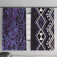 Purple Aotearoa Window Curtain Taniko Motifs With Paua Shell Kowhaiwhai