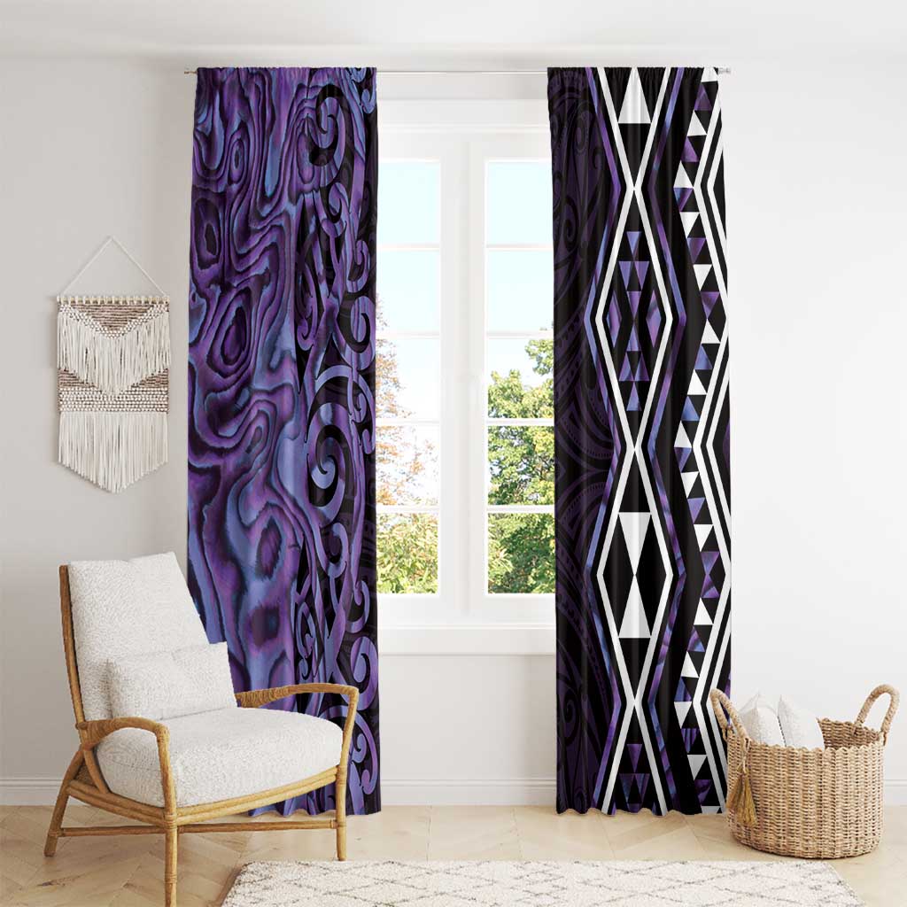 Purple Aotearoa Window Curtain Taniko Motifs With Paua Shell Kowhaiwhai