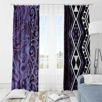 Purple Aotearoa Window Curtain Taniko Motifs With Paua Shell Kowhaiwhai
