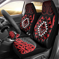 Aotearoa Kiwi Taniko Car Seat Cover Silver Fern With Maori Koru Pattern