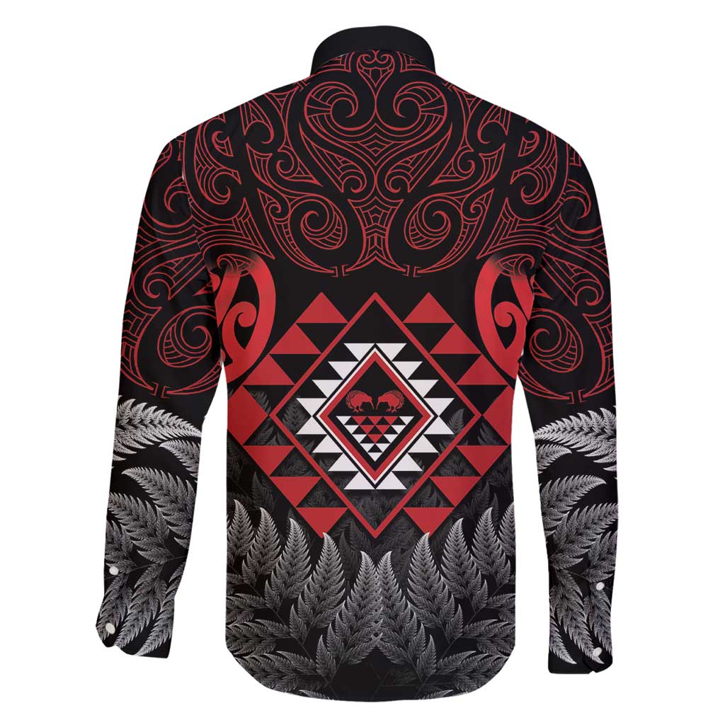 Aotearoa Kiwi Taniko Family Matching Off Shoulder Maxi Dress and Hawaiian Shirt Silver Fern With Maori Koru Pattern LT14 - Polynesian Pride
