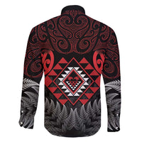 Aotearoa Kiwi Taniko Family Matching Off Shoulder Maxi Dress and Hawaiian Shirt Silver Fern With Maori Koru Pattern LT14 - Polynesian Pride