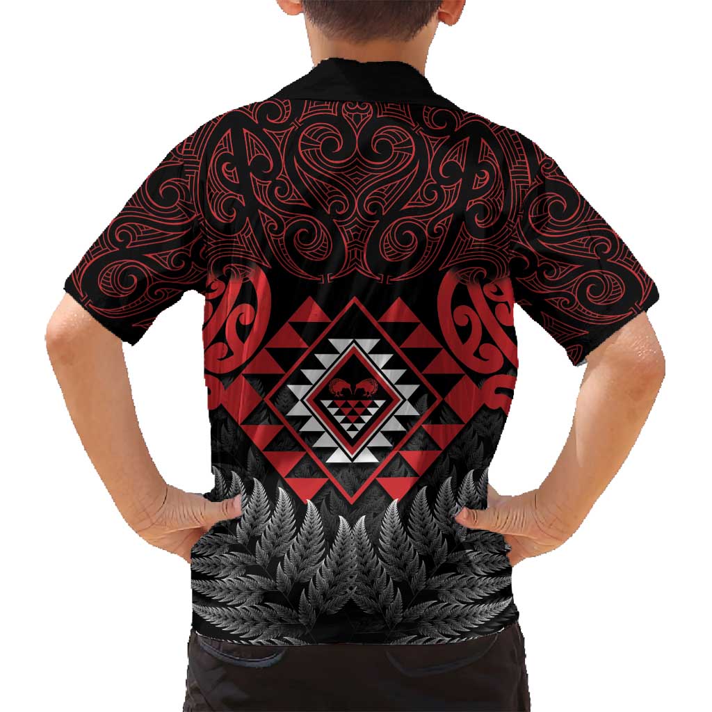 Aotearoa Kiwi Taniko Family Matching Summer Maxi Dress and Hawaiian Shirt Silver Fern With Maori Koru Pattern LT14 - Polynesian Pride