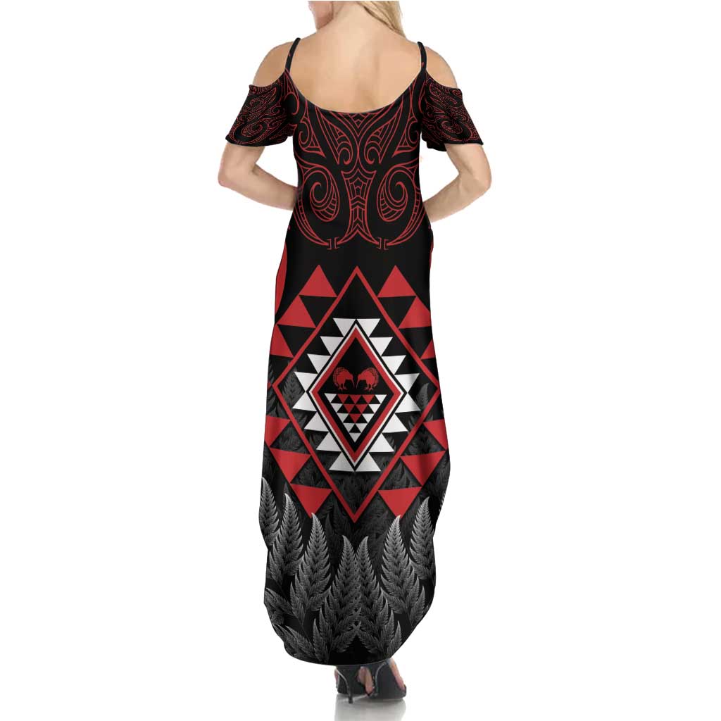 Aotearoa Kiwi Taniko Family Matching Summer Maxi Dress and Hawaiian Shirt Silver Fern With Maori Koru Pattern LT14 - Polynesian Pride