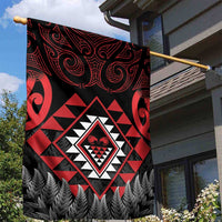 Aotearoa Kiwi Taniko Garden Flag Silver Fern With Maori Koru Pattern