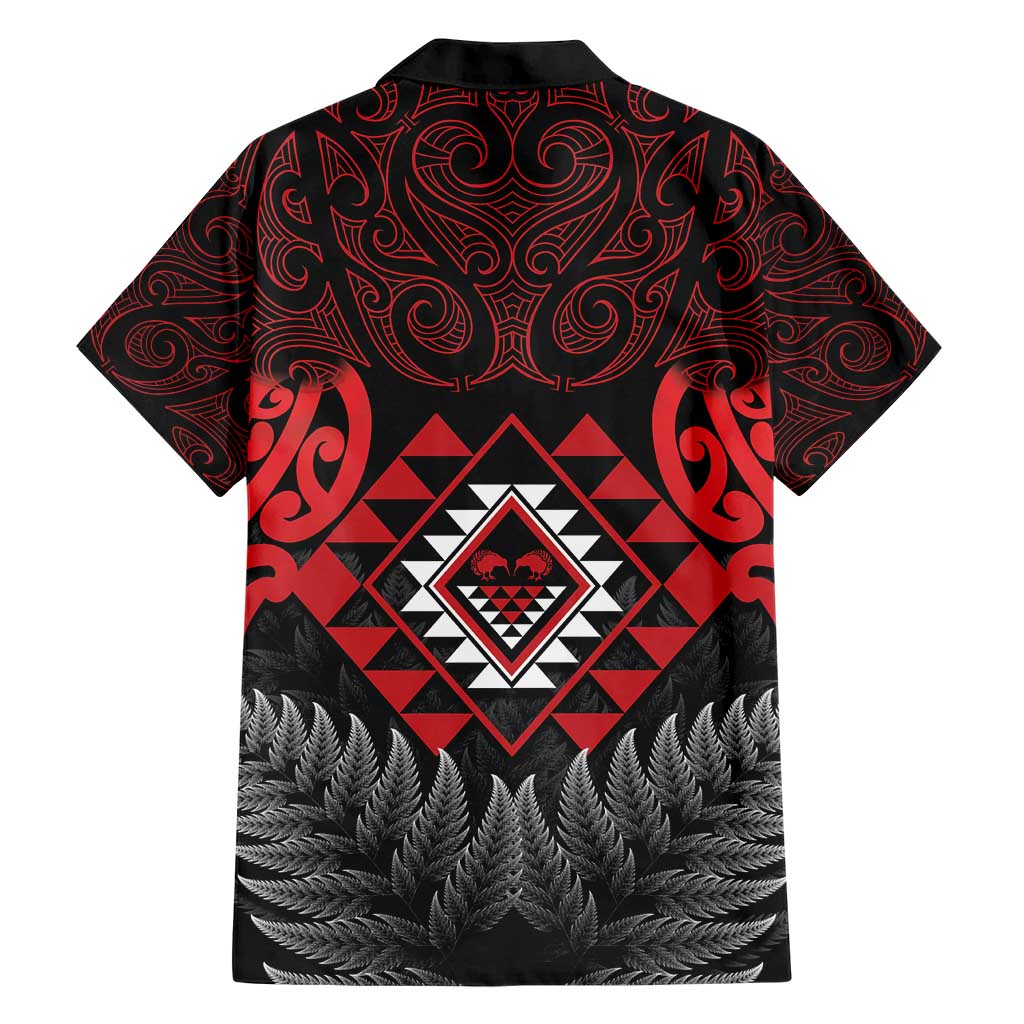 Aotearoa Kiwi Taniko Hawaiian Shirt Silver Fern With Maori Koru Pattern