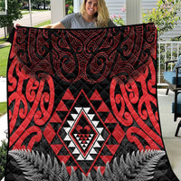 Aotearoa Kiwi Taniko Quilt Silver Fern With Maori Koru Pattern LT14 Red - Polynesian Pride