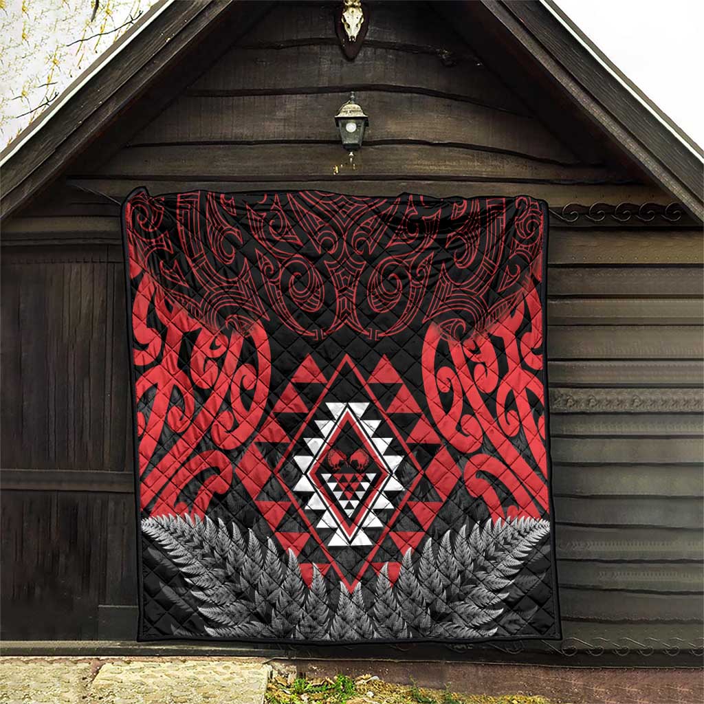 Aotearoa Kiwi Taniko Quilt Silver Fern With Maori Koru Pattern LT14 - Polynesian Pride
