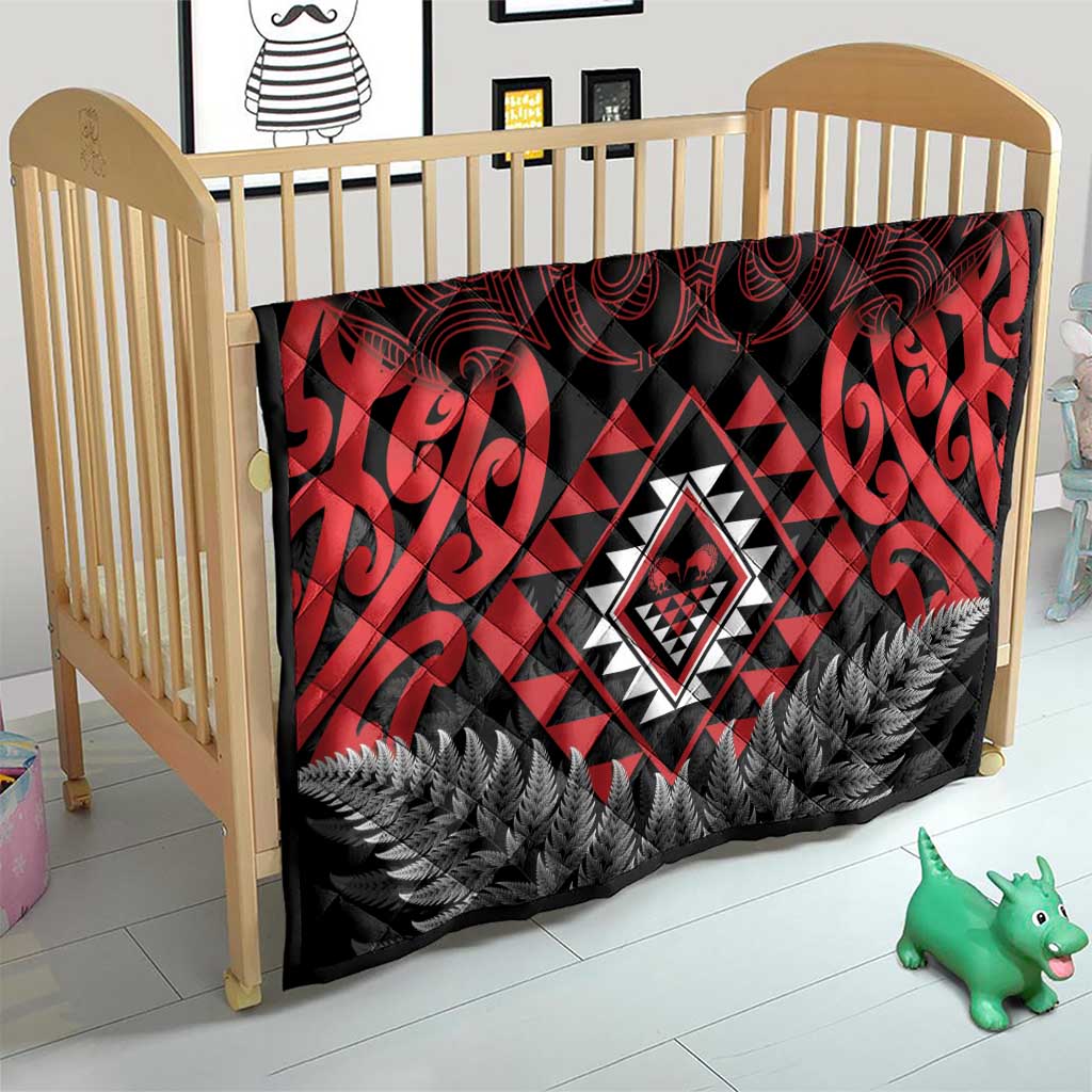 Aotearoa Kiwi Taniko Quilt Silver Fern With Maori Koru Pattern LT14 - Polynesian Pride