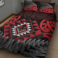 Aotearoa Kiwi Taniko Quilt Bed Set Silver Fern With Maori Koru Pattern